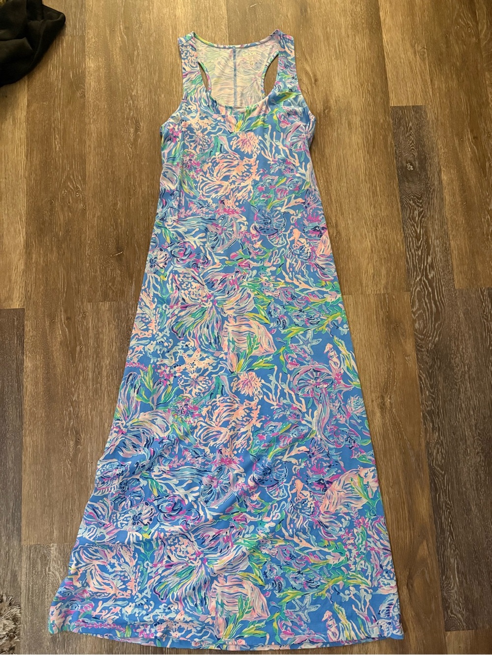 Lilly Pulitzer Blue Floral “lion around” patter Racerback Maxi